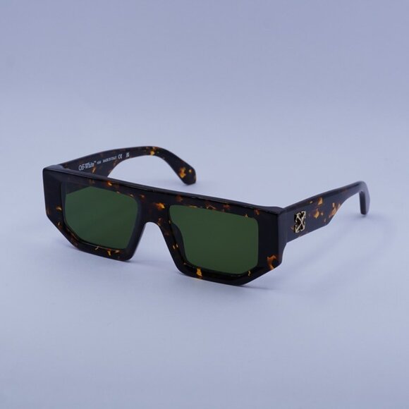 Off-White OERI13F VANCOUVER 6055 Sunglasses Havana Geometric Frame, Green Lenses main image 4